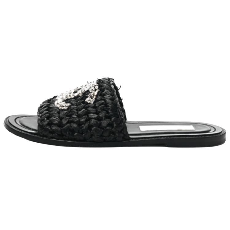 Женские шлепанцы Chanel (черные)