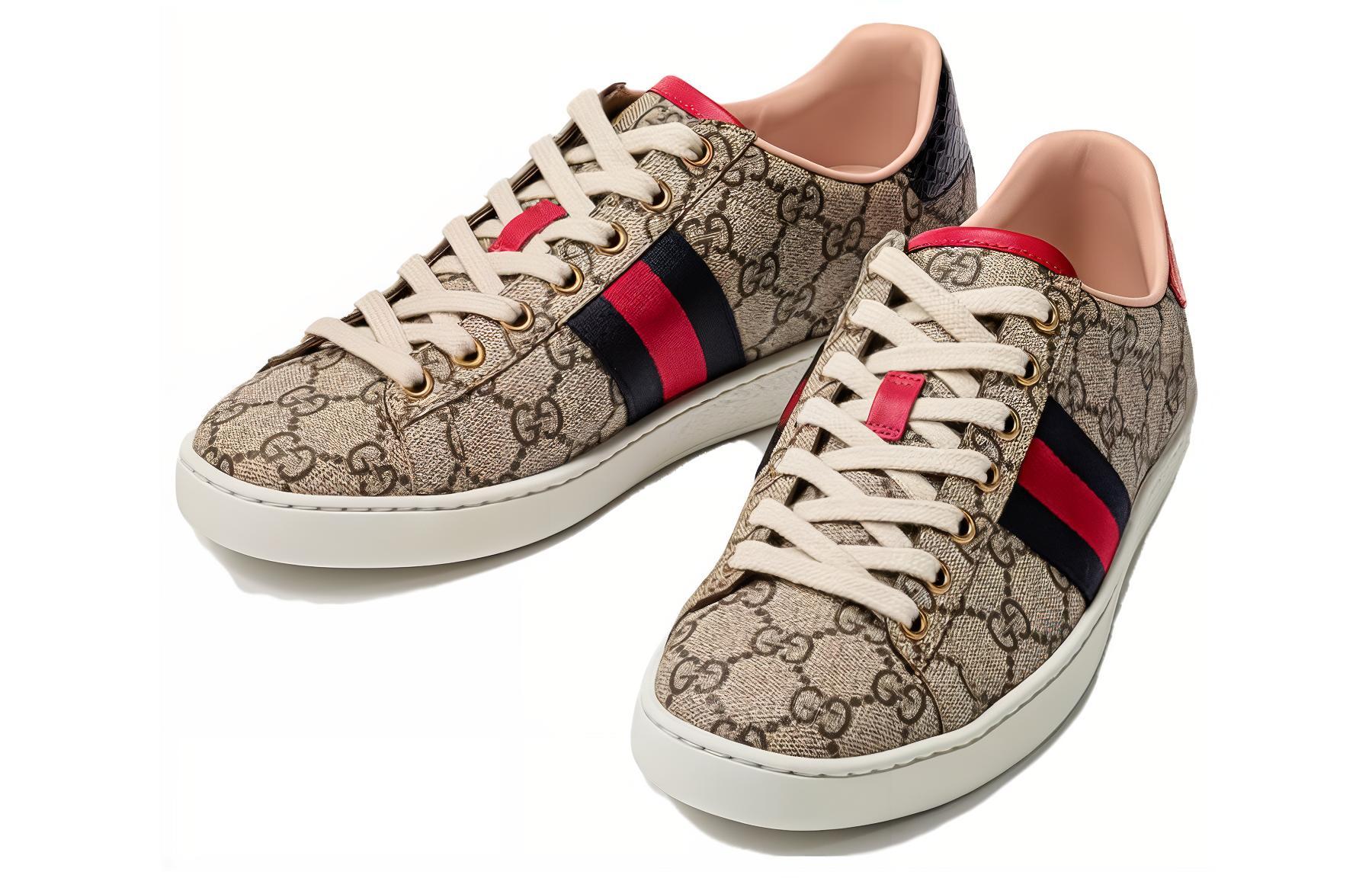 Женские кеды Gucci ACE GG Supreme (бежевые) — фото 3