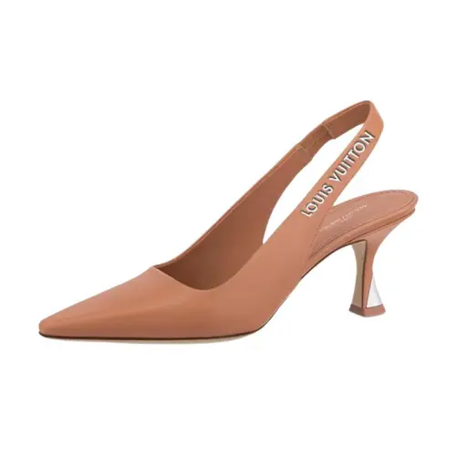 LOUIS VUITTON Sparkle Leather Slim Heel High Heels 6.5cm Women's Brown