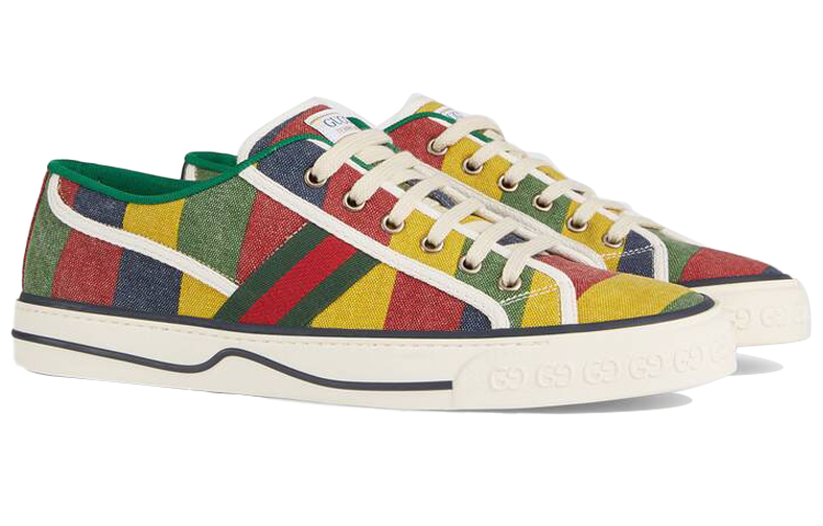 Мужские кеды Gucci Tennis 1977 (красно-зелено-желтый) — фото 3