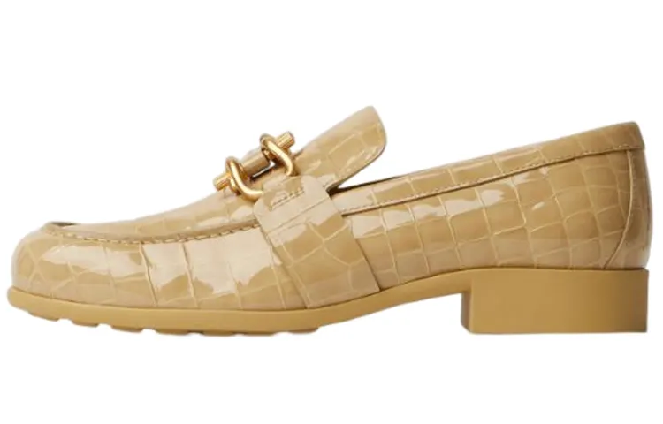 Bottega Veneta Monsieur Leather Fashion Casual Loafers Shoes Women's Praline Color