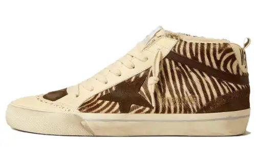 Golden Goose Mid Star Leather High top Skateboard Shoes Women's Brown