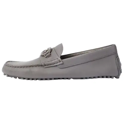 GUCCI Interlocking Casual Gommino Loafers Men's Gray