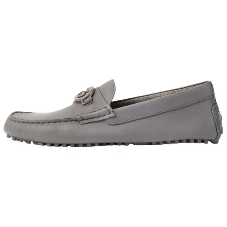 GUCCI Interlocking Casual Gommino Loafers Men's Gray