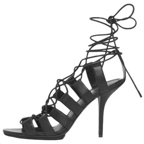 Burberry Beverly Leather One Strap Sandals 9.5CN Women's Black