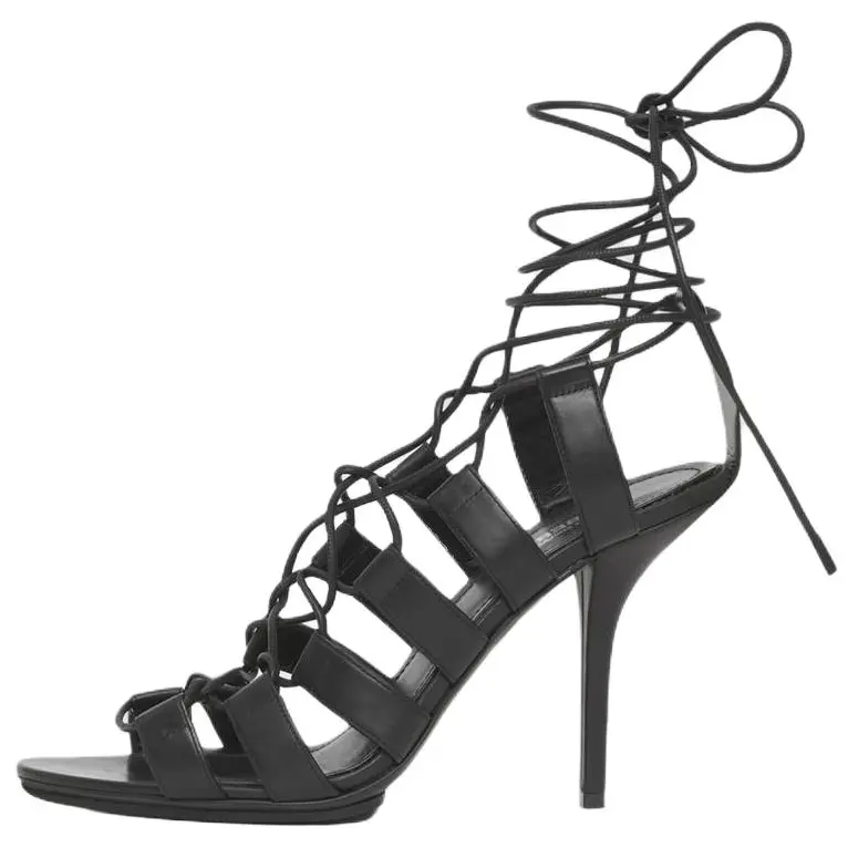 Burberry Beverly Leather One Strap Sandals 9.5CN Women's Black