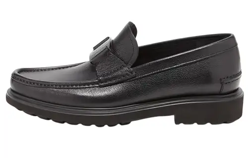 FERRAGAMO Leather Casual Shoes Men's Black