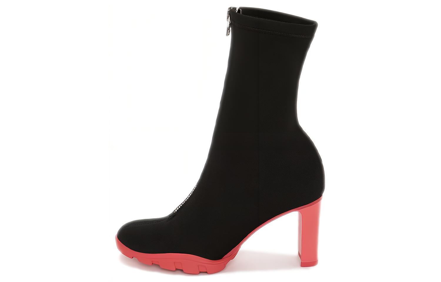 Женские ботинки Alexander McQueen Slim Tread (черно-красные)