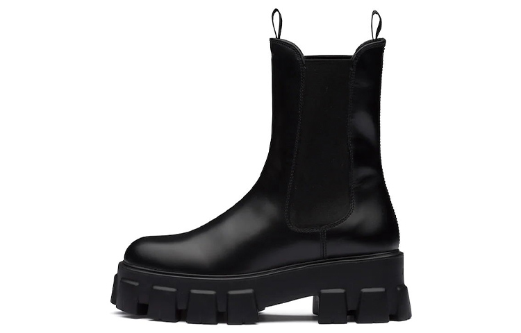 PRADA Monolith 55mm Ankle Boot Black Brushed Leather Women's