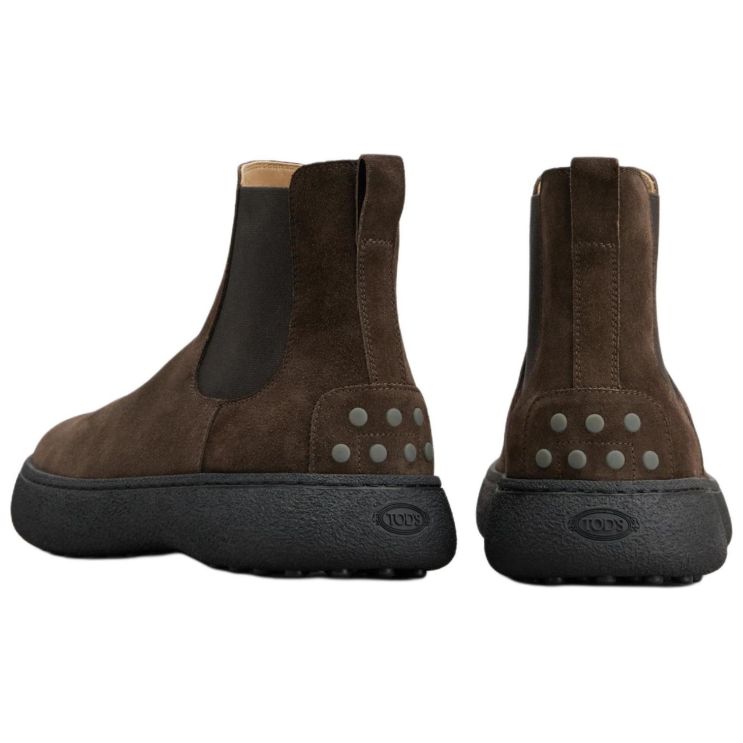 TOD'S W. G Leather, Suede Short Chelsea Boots Men's Brown