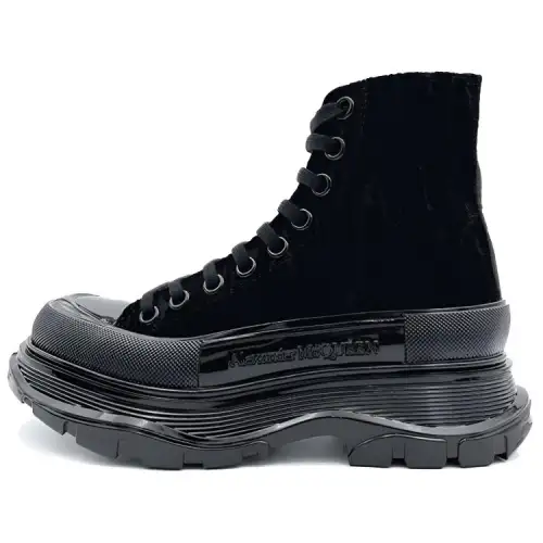 Alexander McQueen Tread Slick Short Mid Calf Combat Boots Women's Black