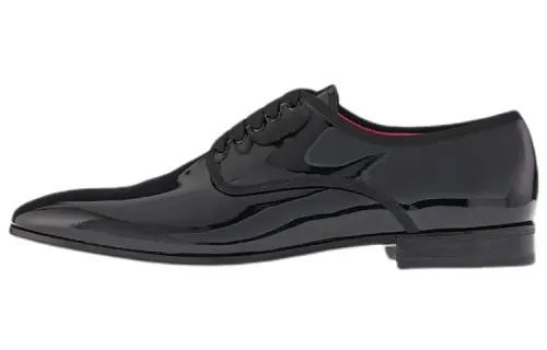 FERRAGAMO Patent Leather Derby Shoes Men's Casual Men's Black