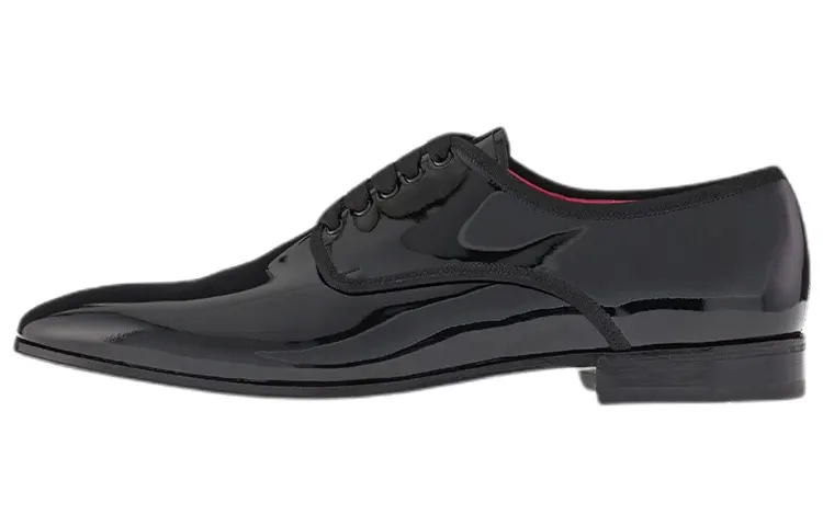 FERRAGAMO Patent Leather Derby Shoes Men's Casual Men's Black
