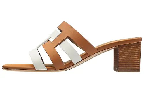 HERMES Amica Slide Slippers Women's Brown White