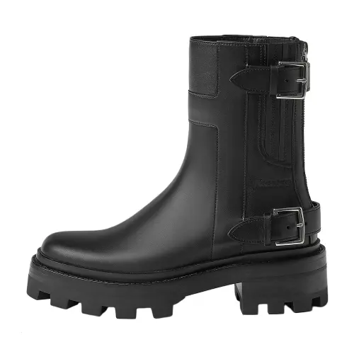 HERMES Jaimy Calfskin Ankle Boots 5CM Women's Black