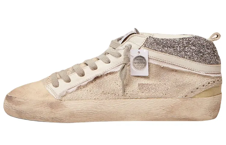 Golden Goose Mid Star Skateboard Shoes Women's Mid Top Ecru
