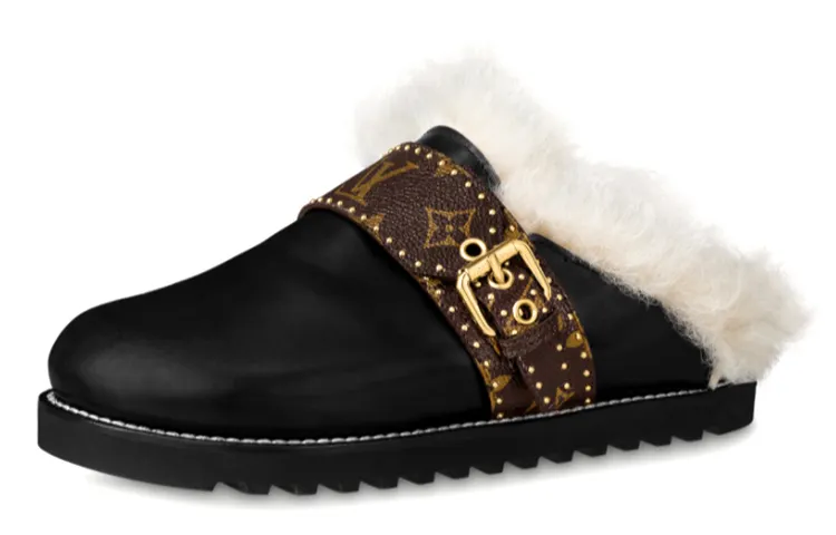 LOUIS VUITTON Winterbreak Closed Toe Slippers Women's Black