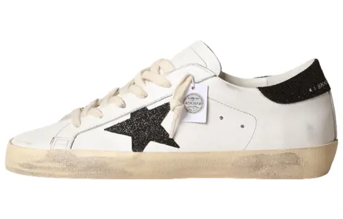 Golden Goose Super Star Cow Leather Low top Stylish Skateboarding Shoes Women's White Black Distressed