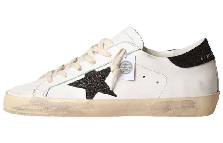 Golden Goose Super Star Cow Leather Low top Stylish Skateboarding Shoes Women's White Black Distressed