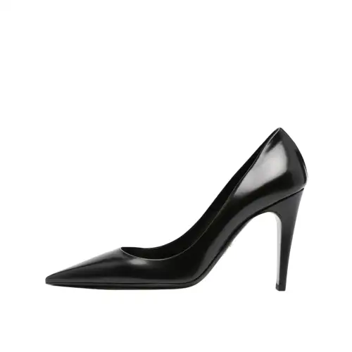 PRADA Leather Block Heel High Heels 10cm Women's Black