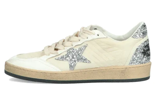 Golden Goose Ball Star Leather, Nylon Stylish Skateboarding Shoes Women's Beige Distressed