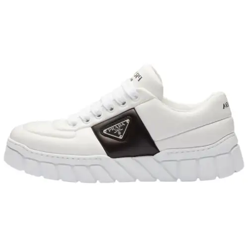 PRADA Leather Low top Sports Casual Shoes Men's White