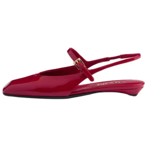 PRADA Patent Leather Casual Shoes Women's Red