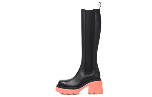 Bottega Veneta Leather Heel Boot Black Flamingo Women's