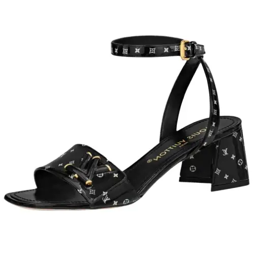LOUIS VUITTON Shake Leather One Strap Sandals Women's Black
