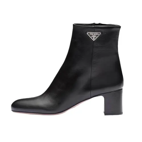 PRADA Logo-plaque Leather Ankle Boots