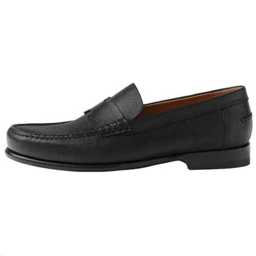 HERMES Kennedy Calfskin Casual Shoes Men's Black