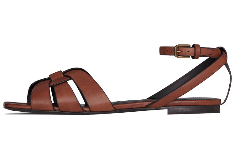 SAINT LAURENT Tribute One Strap Sandals 0.5cm Women's Toffee Brown