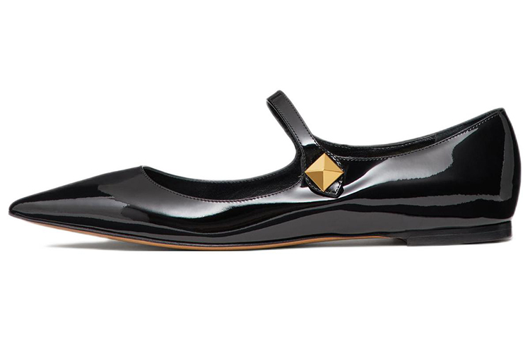 Valentino TIPTOE Leather Flat Shoes Women's Black