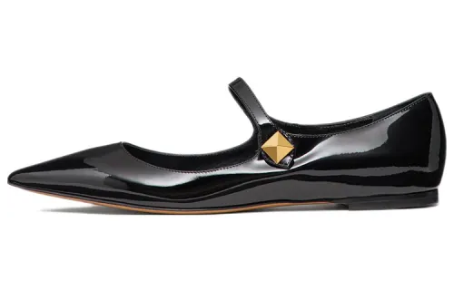 Valentino TIPTOE Leather Flat Shoes Women's Black