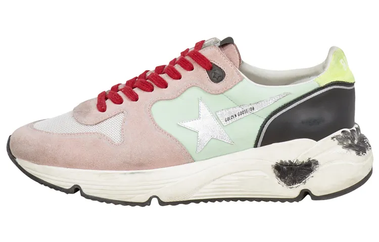 Golden Goose Running Sole Mesh, Leather Low top Casual Shoes Women's Pink Green Black Distressed