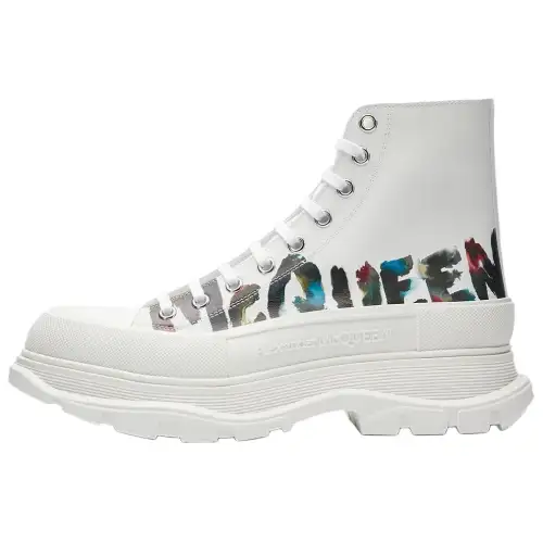 Alexander McQueen Tread Slick Boot Graffiti White Multicolor