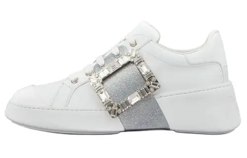 Roger Vivier Viv' Skate Glitter Embellished Buckle Sneakers Women's