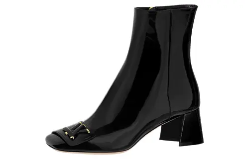 LOUIS VUITTON Shake Patent Leather Ankle Boots 5.5cm Women's Black