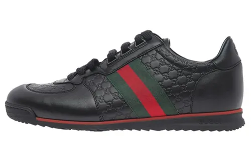 GUCCI Web Leather Casual Shoes Women's Black