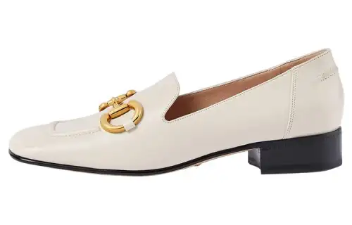 GUCCI Horsebit Leather Loafers Women's White