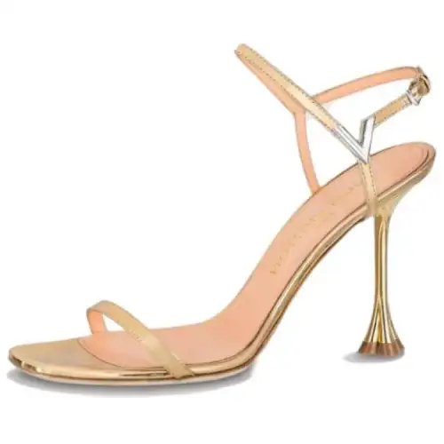 LOUIS VUITTON Blossom Leather One Strap Sandals Women's Gold