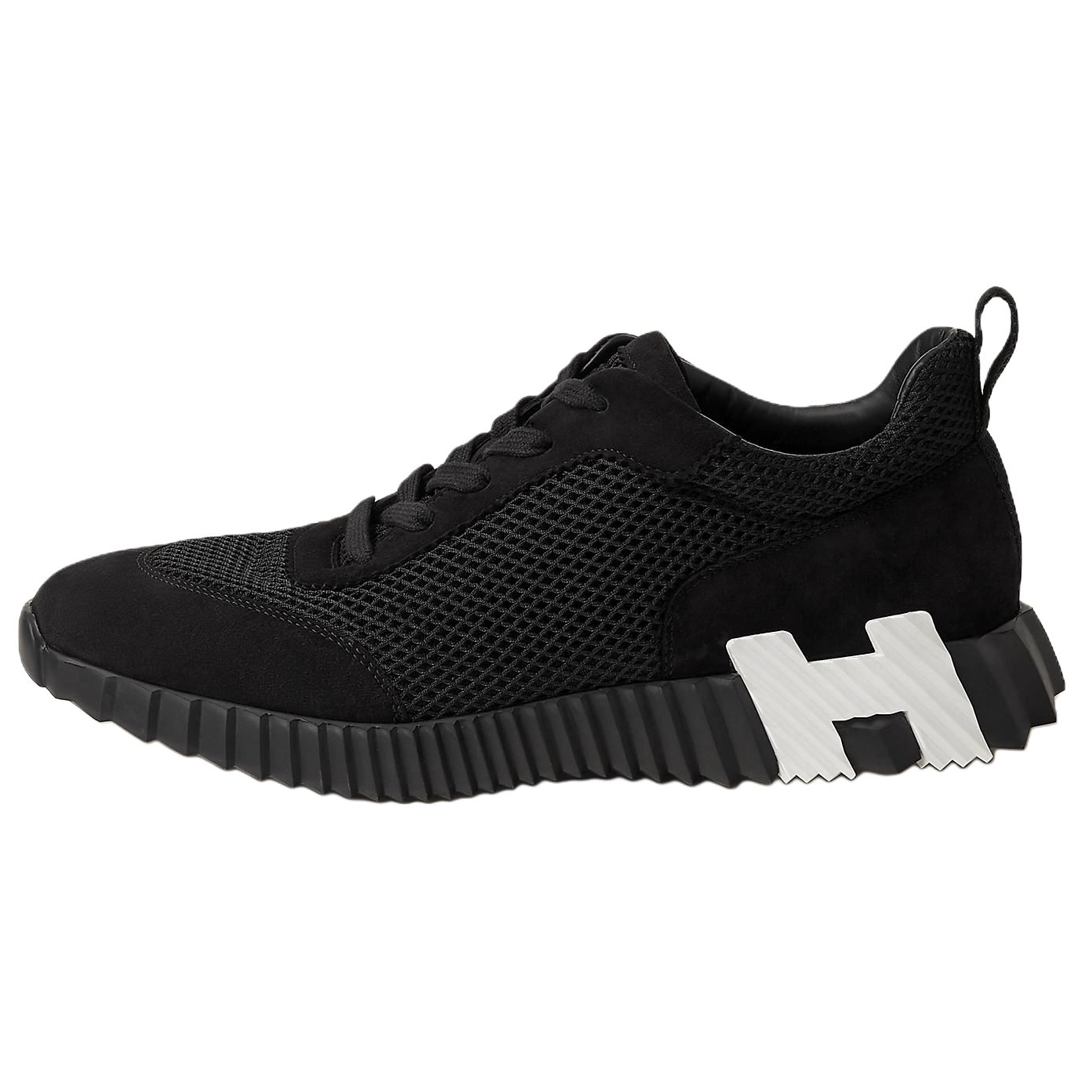 HERMES Bouncing Mesh Low top Casual Shoes Men's Black