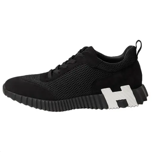 HERMES Bouncing Mesh Low top Casual Shoes Men's Black