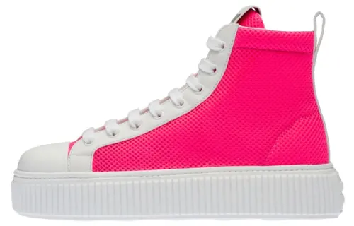 MIU MIU Mesh High top Stylish Skateboarding Shoes Women's Pink