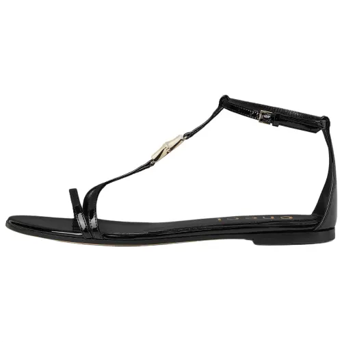 GUCCI Leather One Strap Sandals Women's Black