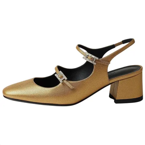 HERMES Jackie Spool Heel High Heels 6CM Women's Gold