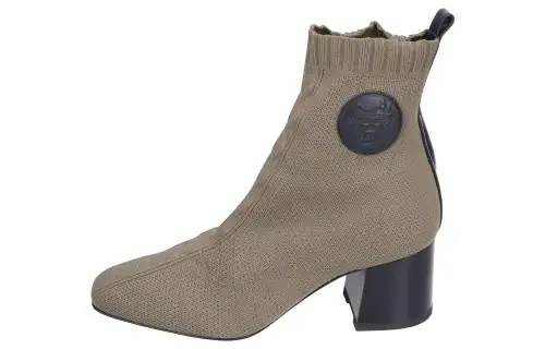 HERMES Volver Knitted Fabric Ankle Boots Women's Brown