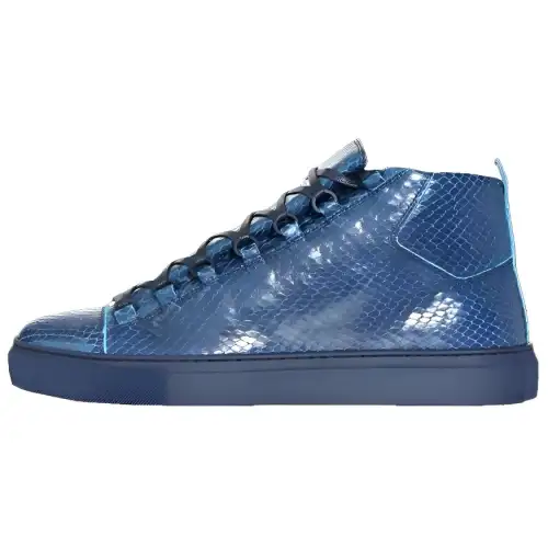Balenciaga Arena Leather High top Skateboard Shoes Men's Blue