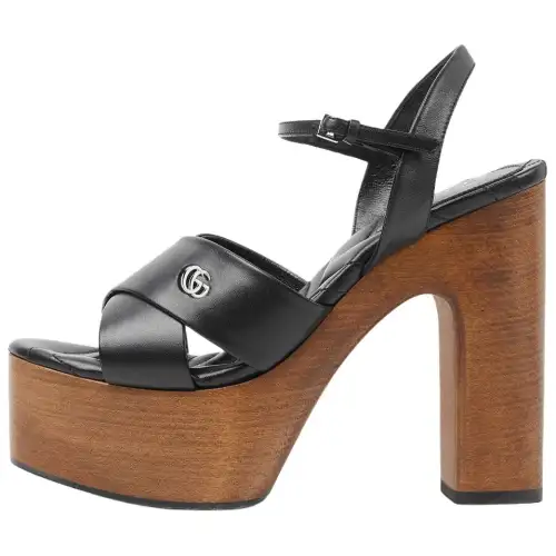 GUCCI Leather One Strap Sandals 13.4cm Women's Black