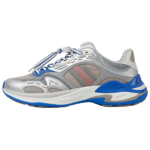 GUCCI 2.0 Mesh, Leather Low top Casual Shoes Men's Blue Gray